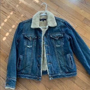 Earl Jean Distressed Sherpa Jacket Large